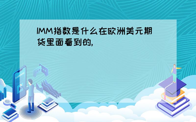 IMM指数是什么在欧洲美元期货里面看到的,