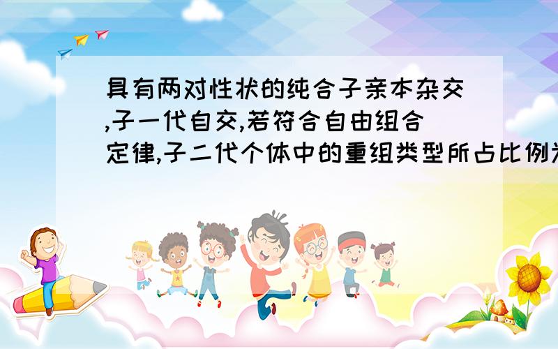 具有两对性状的纯合子亲本杂交,子一代自交,若符合自由组合定律,子二代个体中的重组类型所占比例为多少 还有 什么是9A_B_:之类的 这些“_”是什么 看不懂