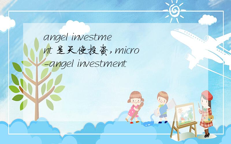 angel investment 是天使投资,micro-angel investment