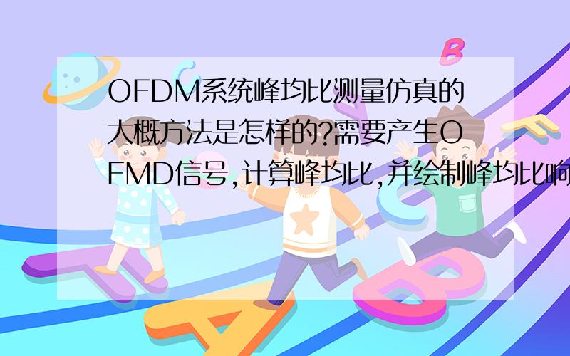 OFDM系统峰均比测量仿真的大概方法是怎样的?需要产生OFMD信号,计算峰均比,并绘制峰均比响应的波形.这个绘制波形是不是直接写测量峰均比的Matlab程序,然后出图?求高手解答