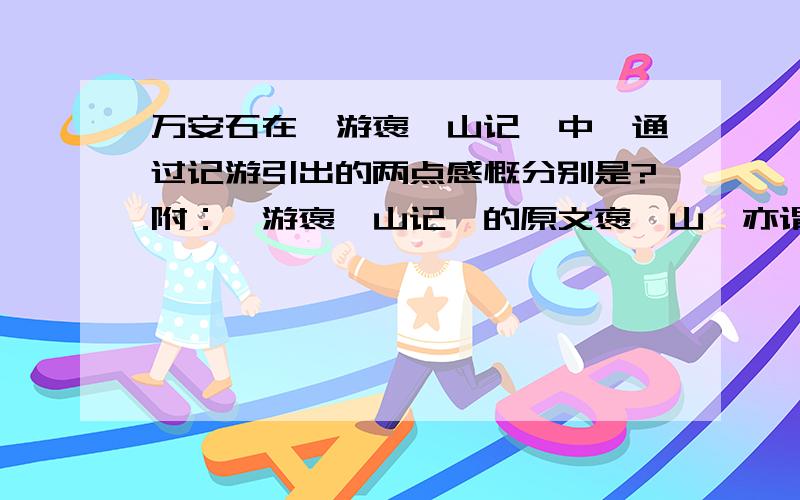 万安石在《游褒禅山记》中,通过记游引出的两点感慨分别是?附：《游褒禅山记》的原文褒禅山,亦谓之华山.唐浮图慧褒始舍于其址,而卒葬之,以故其后名之曰褒禅.今所谓慧空禅院者,褒之庐