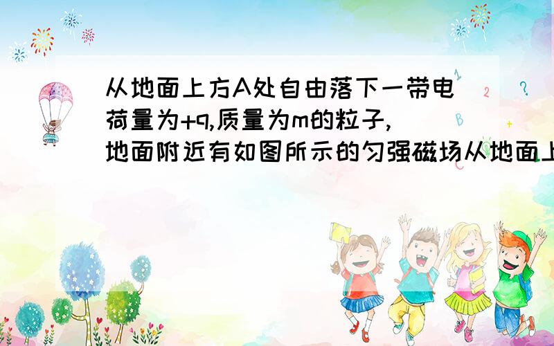 从地面上方A处自由落下一带电荷量为+q,质量为m的粒子,地面附近有如图所示的匀强磁场从地面上方A处自由落下一带电荷量为+q、质量为m的粒子,地面附近有如图所示的匀强电场和匀强磁场,电