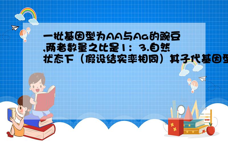 一批基因型为AA与Aa的豌豆,两者数量之比是1：3.自然状态下（假设结实率相同）其子代基因型为AA、Aa、aa的数量之比为?请算出答案,并写出解题思路及过程