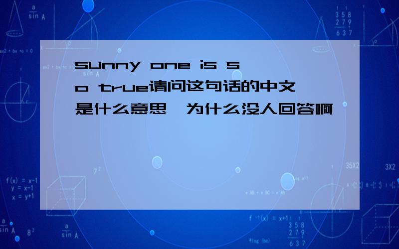 sunny one is so true请问这句话的中文是什么意思,为什么没人回答啊