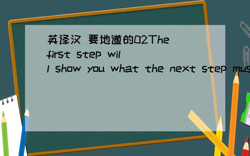 英译汉 要地道的02The first step will show you what the next step must be.Take action,and whether it brings the desired result or not,it will definitely bring you more insight into how to proceed next.