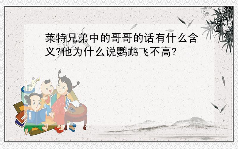 莱特兄弟中的哥哥的话有什么含义?他为什么说鹦鹉飞不高?