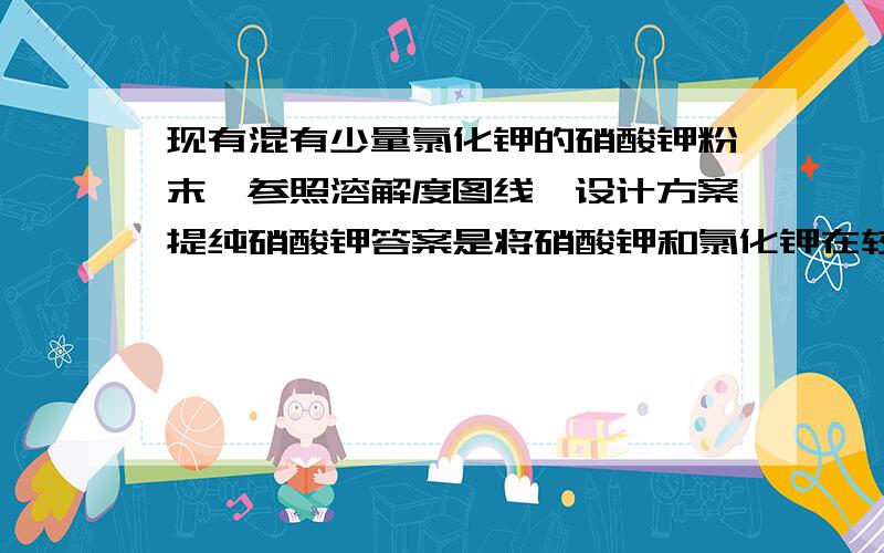 现有混有少量氯化钾的硝酸钾粉末,参照溶解度图线,设计方案提纯硝酸钾答案是将硝酸钾和氯化钾在较高温度下溶于水,降温,大量硝酸钾晶体析出如果降温了那不是也有氯化钾析出了吗?怎么