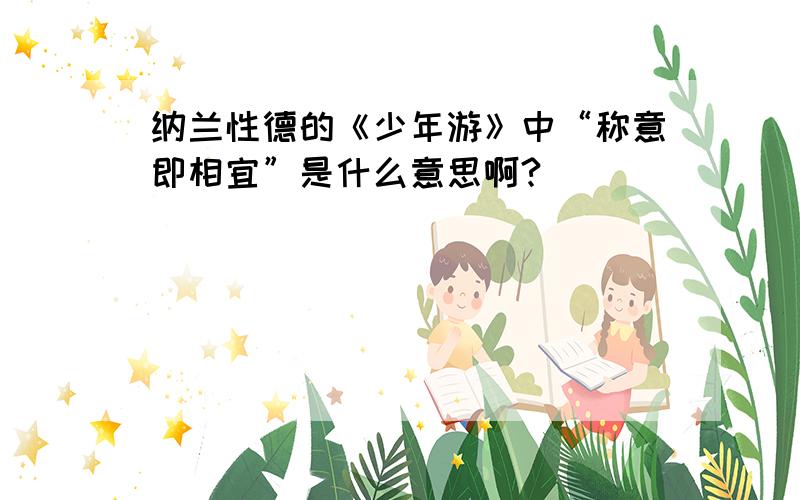 纳兰性德的《少年游》中“称意即相宜”是什么意思啊?