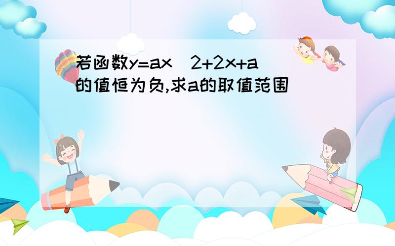 若函数y=ax^2+2x+a的值恒为负,求a的取值范围