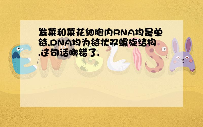 发菜和菜花细胞内RNA均是单链,DNA均为链状双螺旋结构.这句话哪错了.