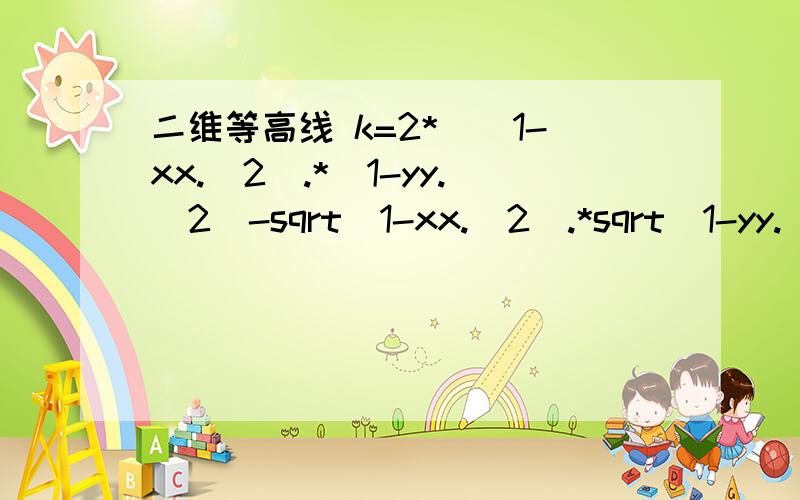 二维等高线 k=2*((1-xx.^2).*(1-yy.^2)-sqrt(1-xx.^2).*sqrt(1-yy.^2).*xx.*yy)./(2-xx.^2-yy.^2)将该函数在圆心为圆点半径为1的圆形区域内画二维等高线,我只能在正方形里画.以下是我用matlab编的程序,function tjsfb2