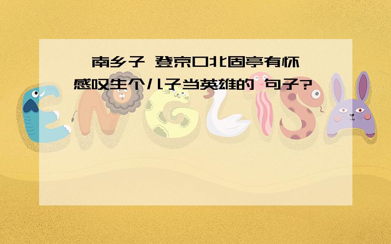 《南乡子 登京口北固亭有怀》感叹生个儿子当英雄的 句子?