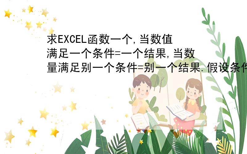 求EXCEL函数一个,当数值满足一个条件=一个结果,当数量满足别一个条件=别一个结果.假设条件A1=1,那结果就是‘第一’,条件A1=2,结果就是‘第二’.就是一个条件对应一个结果.