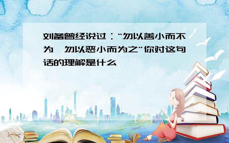 刘备曾经说过：“勿以善小而不为,勿以恶小而为之”你对这句话的理解是什么