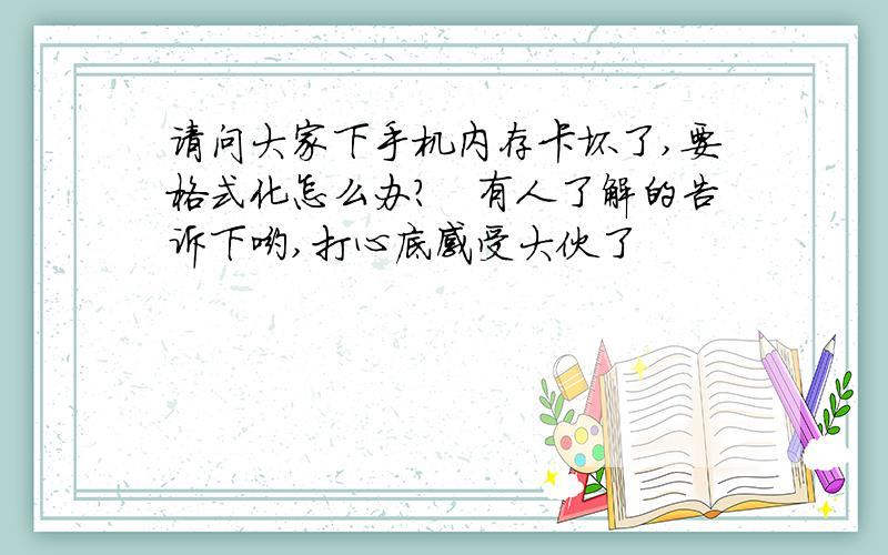 请问大家下手机内存卡坏了,要格式化怎么办?　有人了解的告诉下哟,打心底感受大伙了