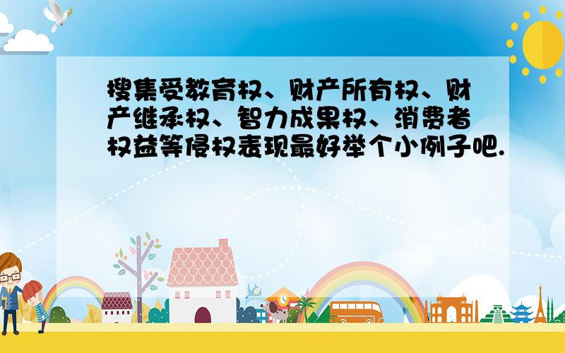 搜集受教育权、财产所有权、财产继承权、智力成果权、消费者权益等侵权表现最好举个小例子吧.