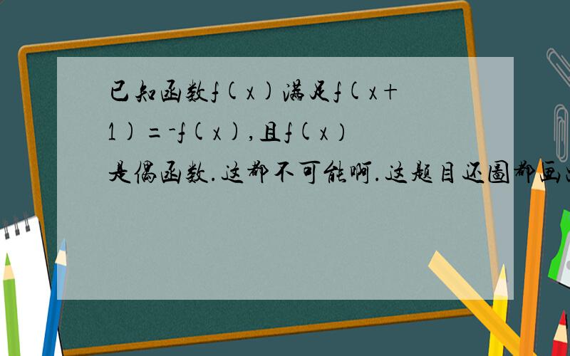 已知函数f(x)满足f(x+1)=-f(x),且f(x）是偶函数.这都不可能啊.这题目还图都画出来了....（-1,1）上的图像怎么话？同号？异号？