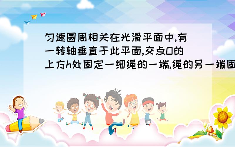 匀速圆周相关在光滑平面中,有一转轴垂直于此平面,交点O的上方h处固定一细绳的一端,绳的另一端固定一质量为m的小球B,绳长,小球可随转轴转动并在光滑水平面上做匀速圆周运动,如图所示,