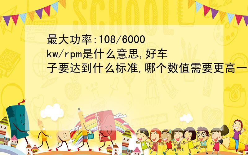 最大功率:108/6000 kw/rpm是什么意思,好车子要达到什么标准,哪个数值需要更高一点?