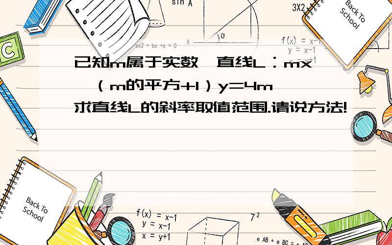 已知m属于实数,直线L：mx一（m的平方+1）y=4m 求直线L的斜率取值范围.请说方法!