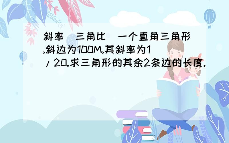 斜率（三角比）一个直角三角形,斜边为100M,其斜率为1/20.求三角形的其余2条边的长度.