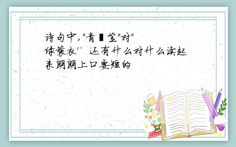 诗句中,''青箬笠''对''绿蓑衣'’还有什么对什么读起来朗朗上口要短的