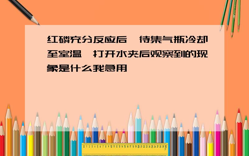 红磷充分反应后,待集气瓶冷却至室温,打开水夹后观察到的现象是什么我急用