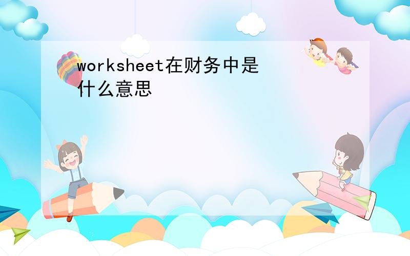 worksheet在财务中是什么意思