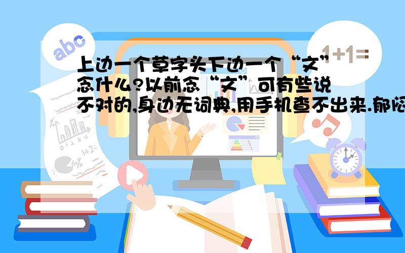 上边一个草字头下边一个“文”念什么?以前念“文”可有些说不对的,身边无词典,用手机查不出来.郁闷了...