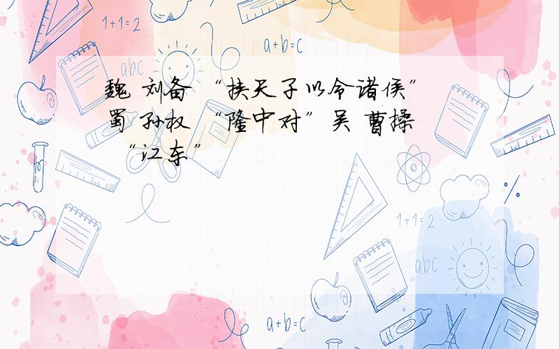 魏 刘备 “挟天子以令诸侯”蜀 孙权 “隆中对”吴 曹操 “江东”