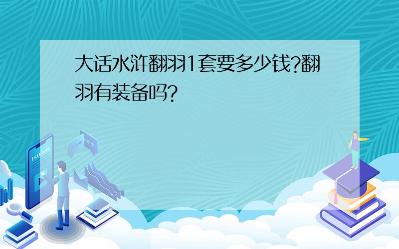 大话水浒翻羽1套要多少钱?翻羽有装备吗?