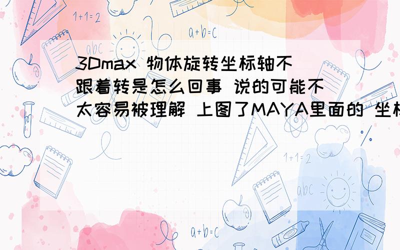 3Dmax 物体旋转坐标轴不跟着转是怎么回事 说的可能不太容易被理解 上图了MAYA里面的 坐标轴保持法线方向.  3Dmax.坐标轴一辈子都这个吊样.我是MAX小白 求解决.不要告诉我改什么view→screen→wo