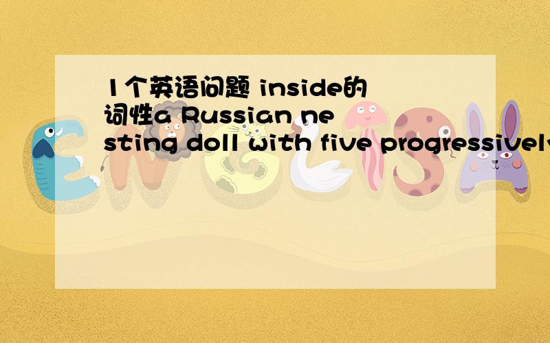 1个英语问题 inside的词性a Russian nesting doll with five progressively smaller figures inside.此句中 inside是什么词性 有点不懂 那此句是不是省略了inside后的宾语?