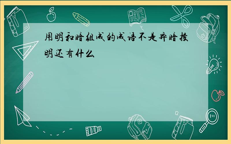 用明和暗组成的成语不是弃暗投明还有什么