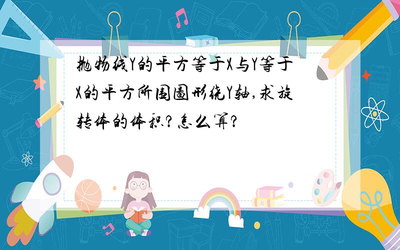 抛物线Y的平方等于X与Y等于X的平方所围图形绕Y轴,求旋转体的体积?怎么算?