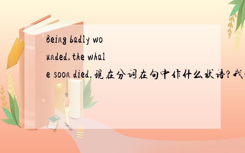 Being badly wounded,the whale soon died.现在分词在句中作什么状语?我觉得是作原因状语对，可是教参说是作伴随状语.