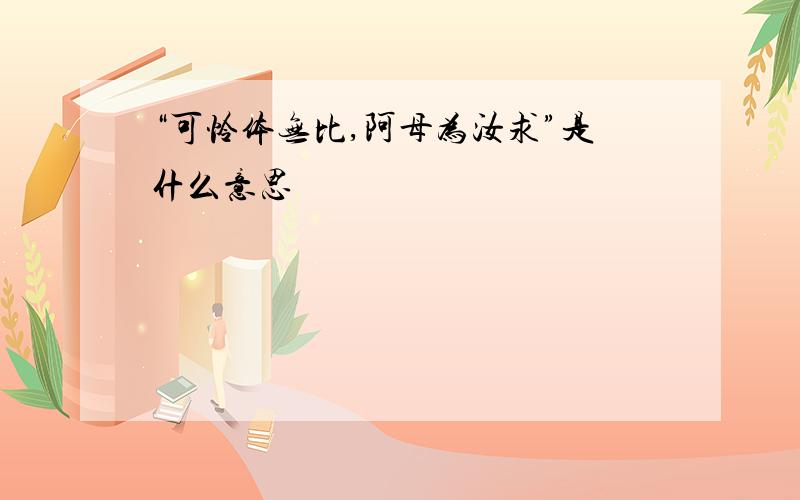 “可怜体无比,阿母为汝求”是什么意思