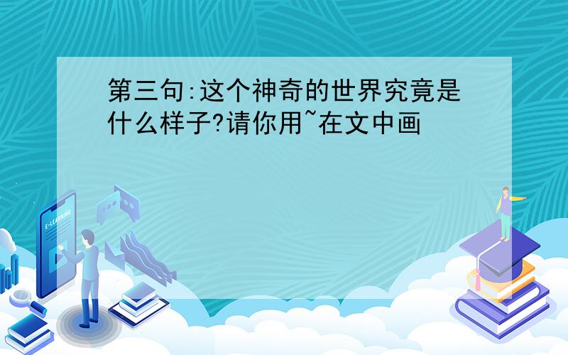 第三句:这个神奇的世界究竟是什么样子?请你用~在文中画