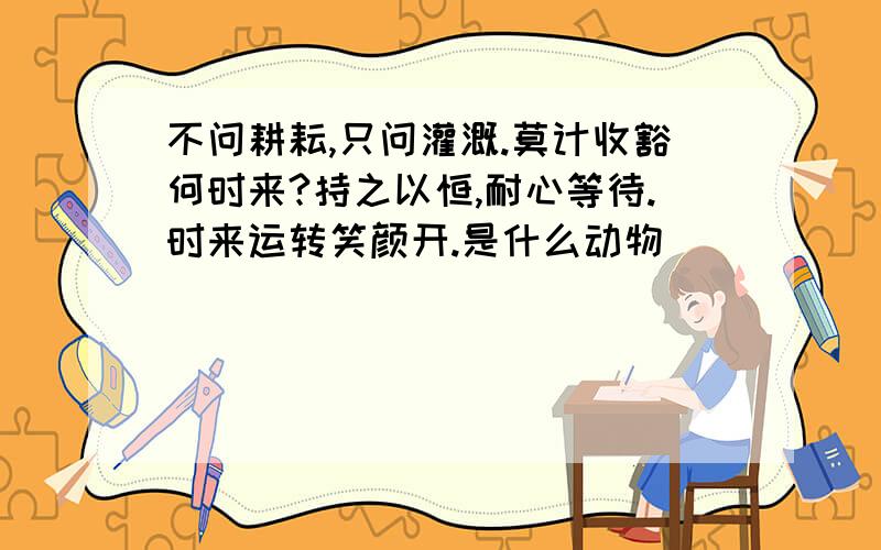 不问耕耘,只问灌溉.莫计收豁何时来?持之以恒,耐心等待.时来运转笑颜开.是什么动物