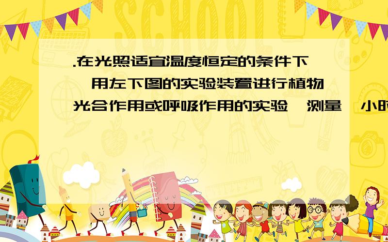 .在光照适宜温度恒定的条件下,用左下图的实验装置进行植物光合作用或呼吸作用的实验,测量一小时内密闭容为什么选A,