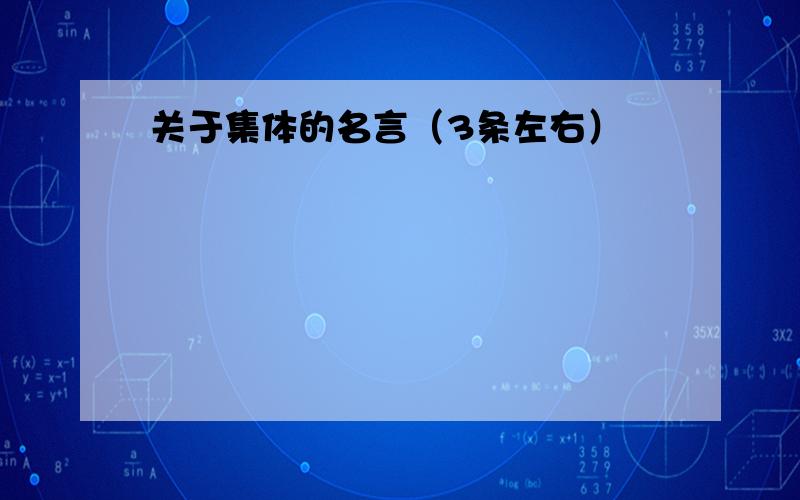 关于集体的名言（3条左右）