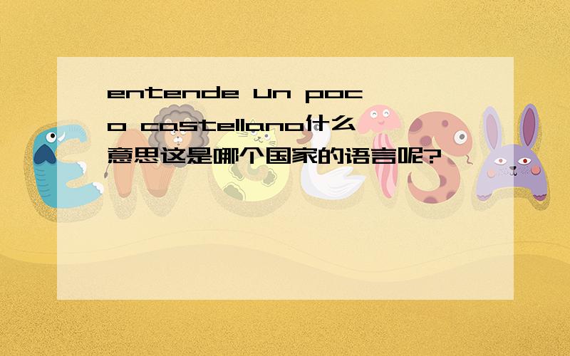 entende un poco castellano什么意思这是哪个国家的语言呢?