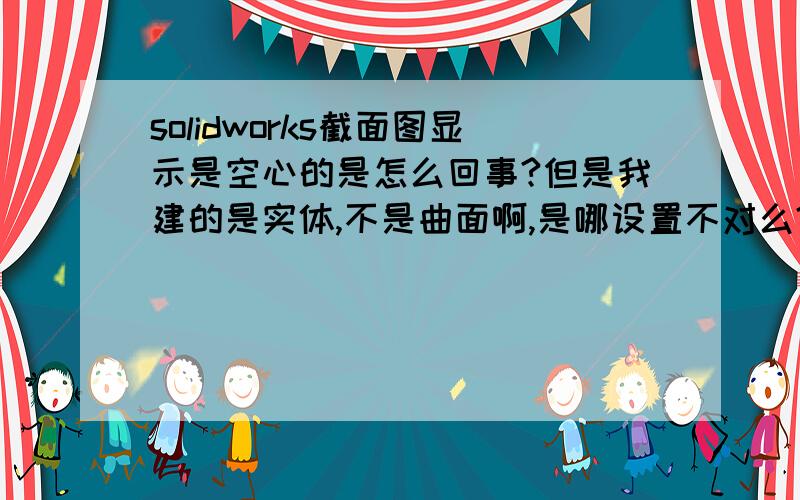 solidworks截面图显示是空心的是怎么回事?但是我建的是实体,不是曲面啊,是哪设置不对么?