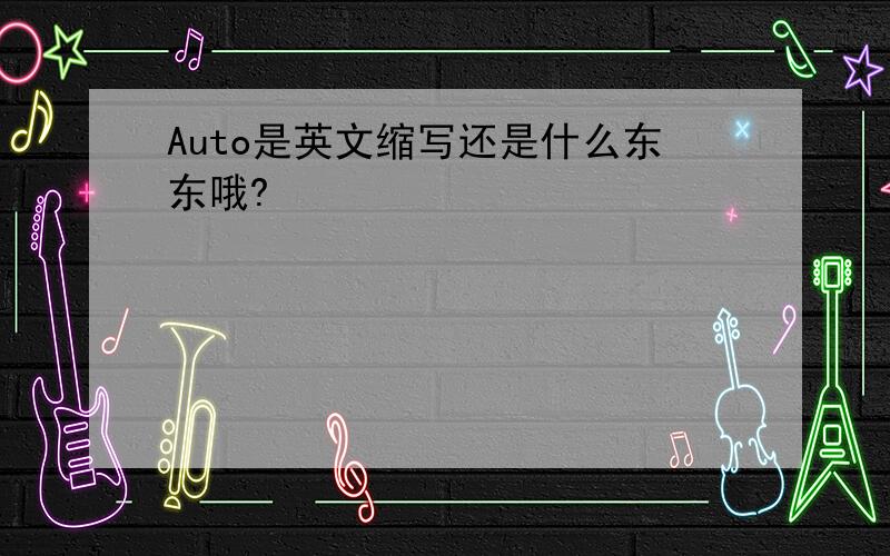 Auto是英文缩写还是什么东东哦?