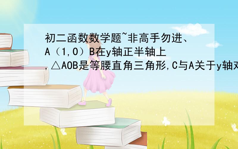 初二函数数学题~非高手勿进、A（1,0）B在y轴正半轴上,△AOB是等腰直角三角形,C与A关于y轴对称,过点C的一条直线,交y轴于D,交直线AB于P(x,y),P在第二象限.用X表示三角形BPD的面积.