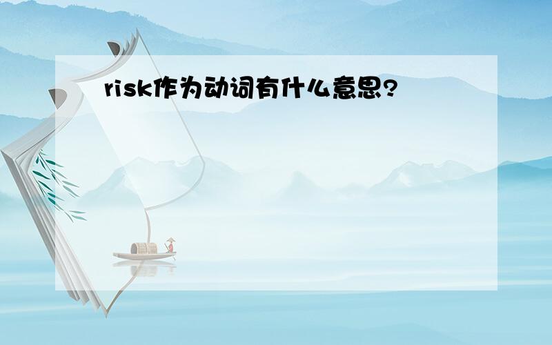 risk作为动词有什么意思?