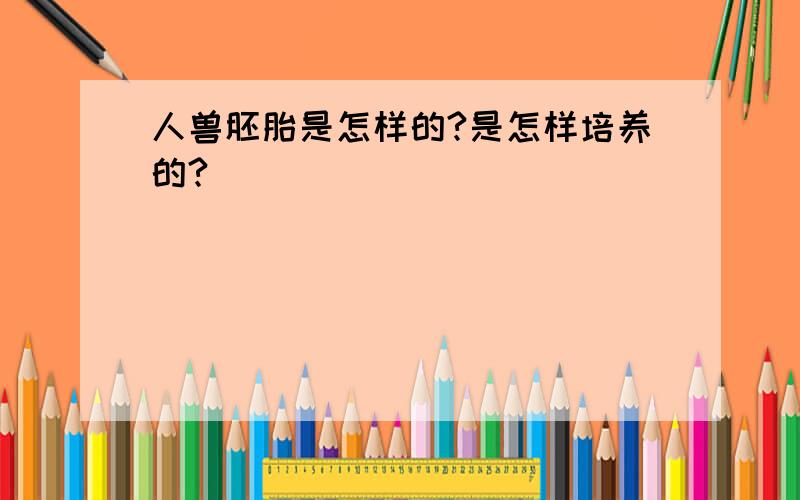 人兽胚胎是怎样的?是怎样培养的?