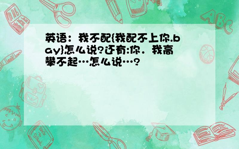 英语：我不配{我配不上你.bay}怎么说?还有:你．我高攀不起…怎么说…?