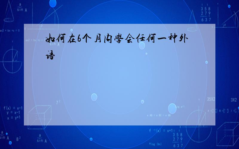 如何在6个月内学会任何一种外语