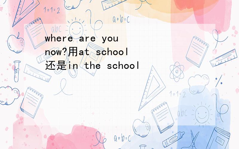 where are you now?用at school还是in the school